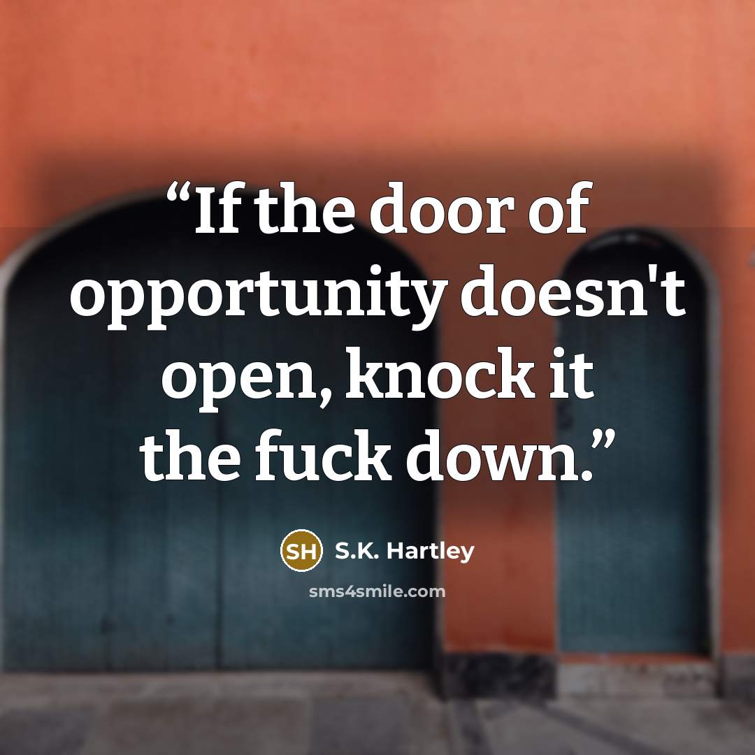 “If the door of opportunity doesn't open, knock it the fuck down.” quote by S.K. Hartley