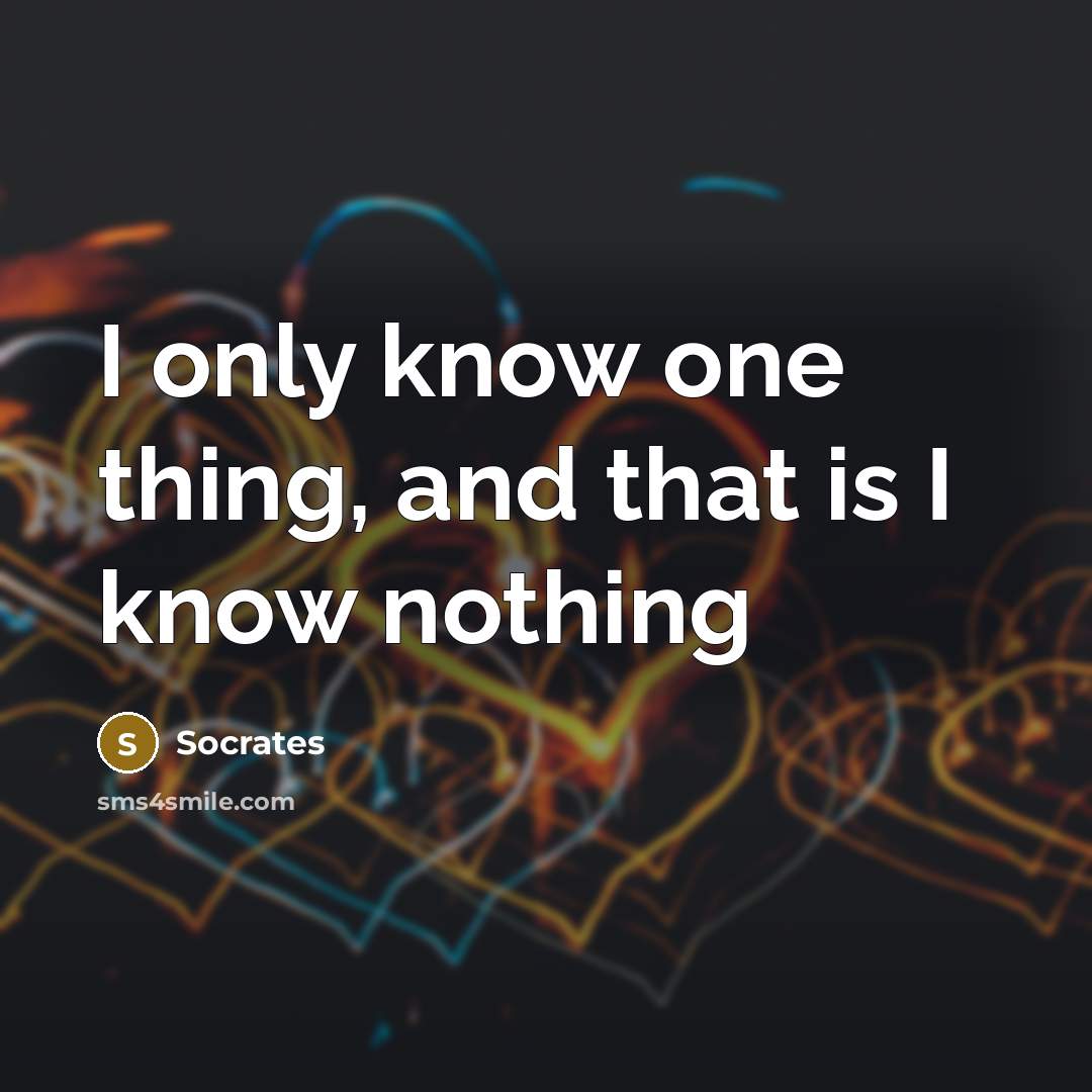 “I only know one thing, and that is I know nothing” quote by Socrates
