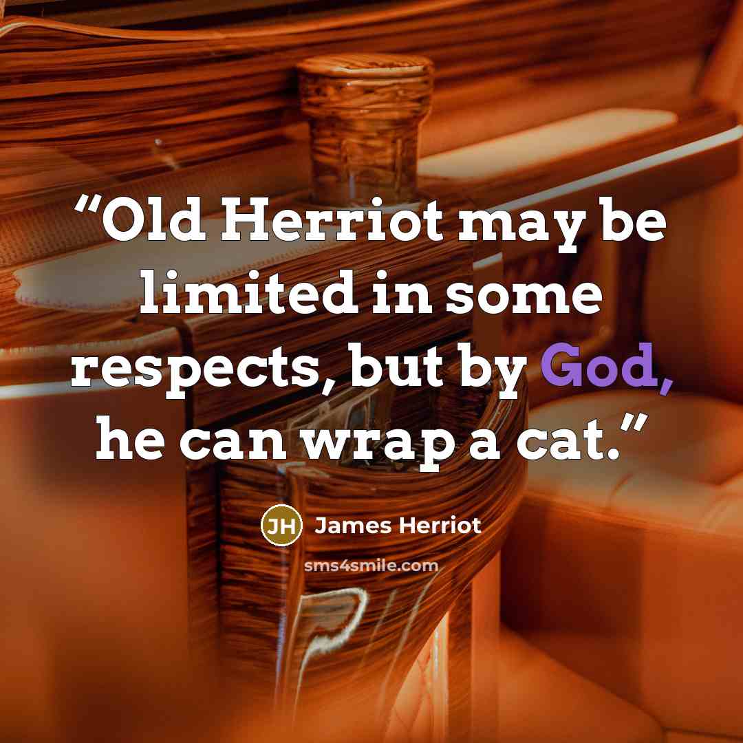 “Old Herriot may be limited in some respects, but by God, he can wrap a cat.” quote by James Herriot