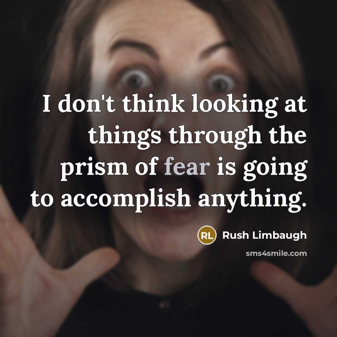 “I don't think looking at things through the prism of fear is going to accomplish anything.” quote by Rush Limbaugh