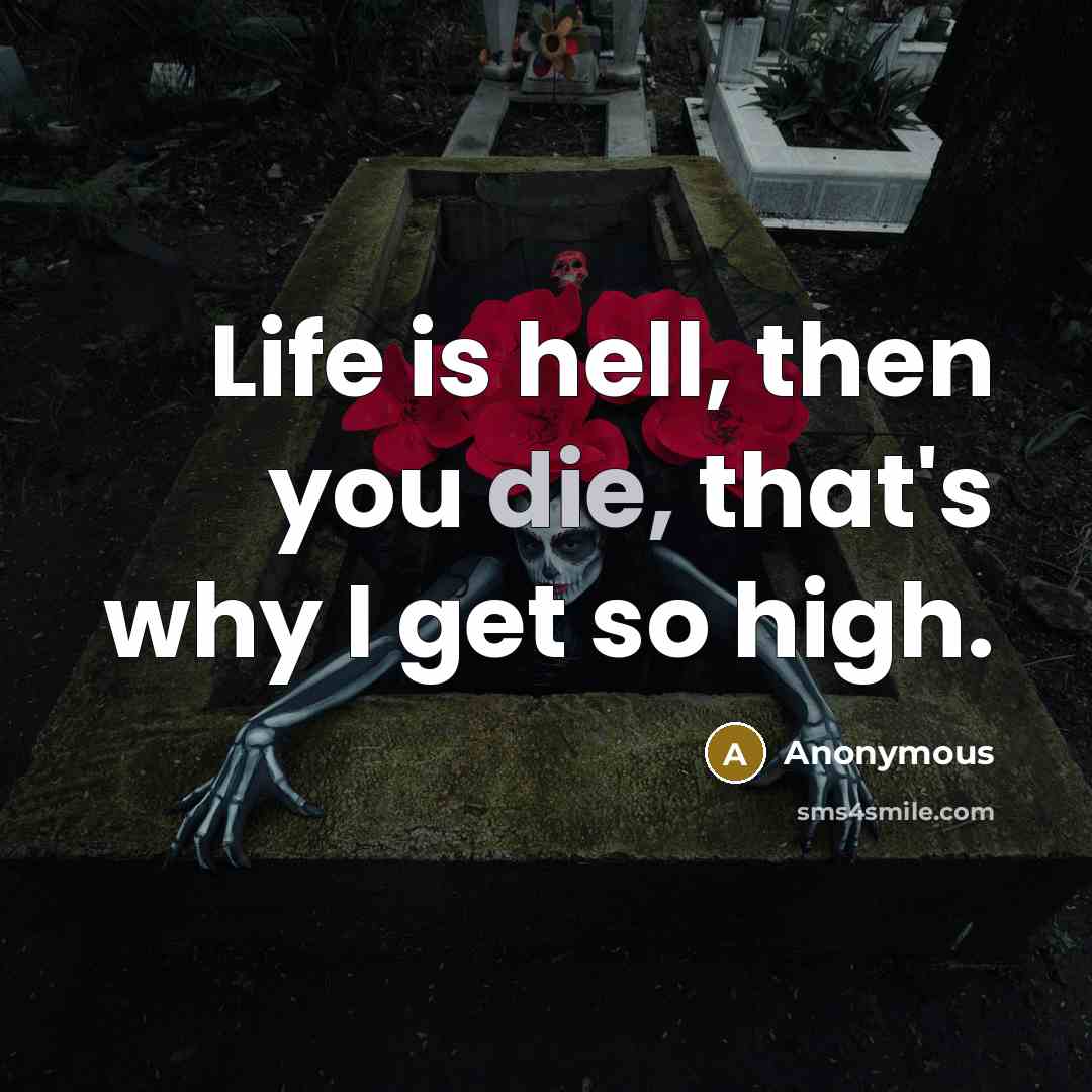 “Life is hell, then you die, that's why I get so high.” quote by Anonymous