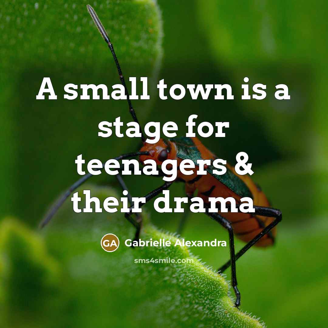 “A small town is a stage for teenagers & their drama” quote by Gabrielle Alexandra