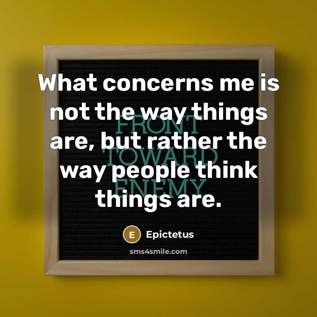 “What concerns me is not the way things are, but rather the way people think things are.” quote by Epictetus