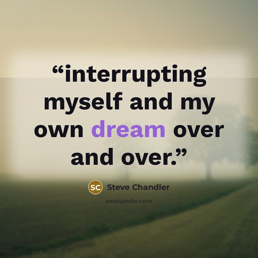 “interrupting myself and my own dream over and over.” quote by Steve Chandler