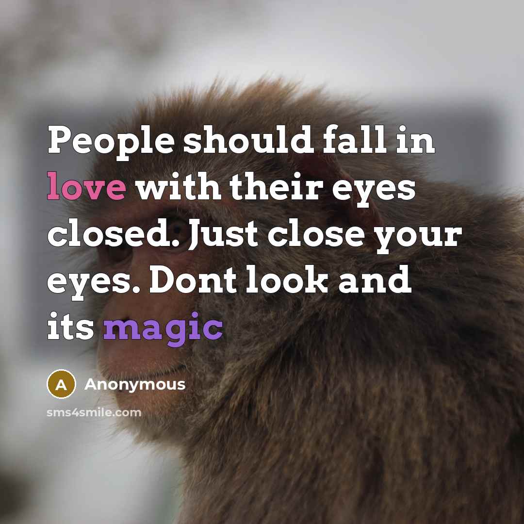 “People should fall in love with their eyes closed. Just close your eyes. Dont look and its magic” quote by Anonymous