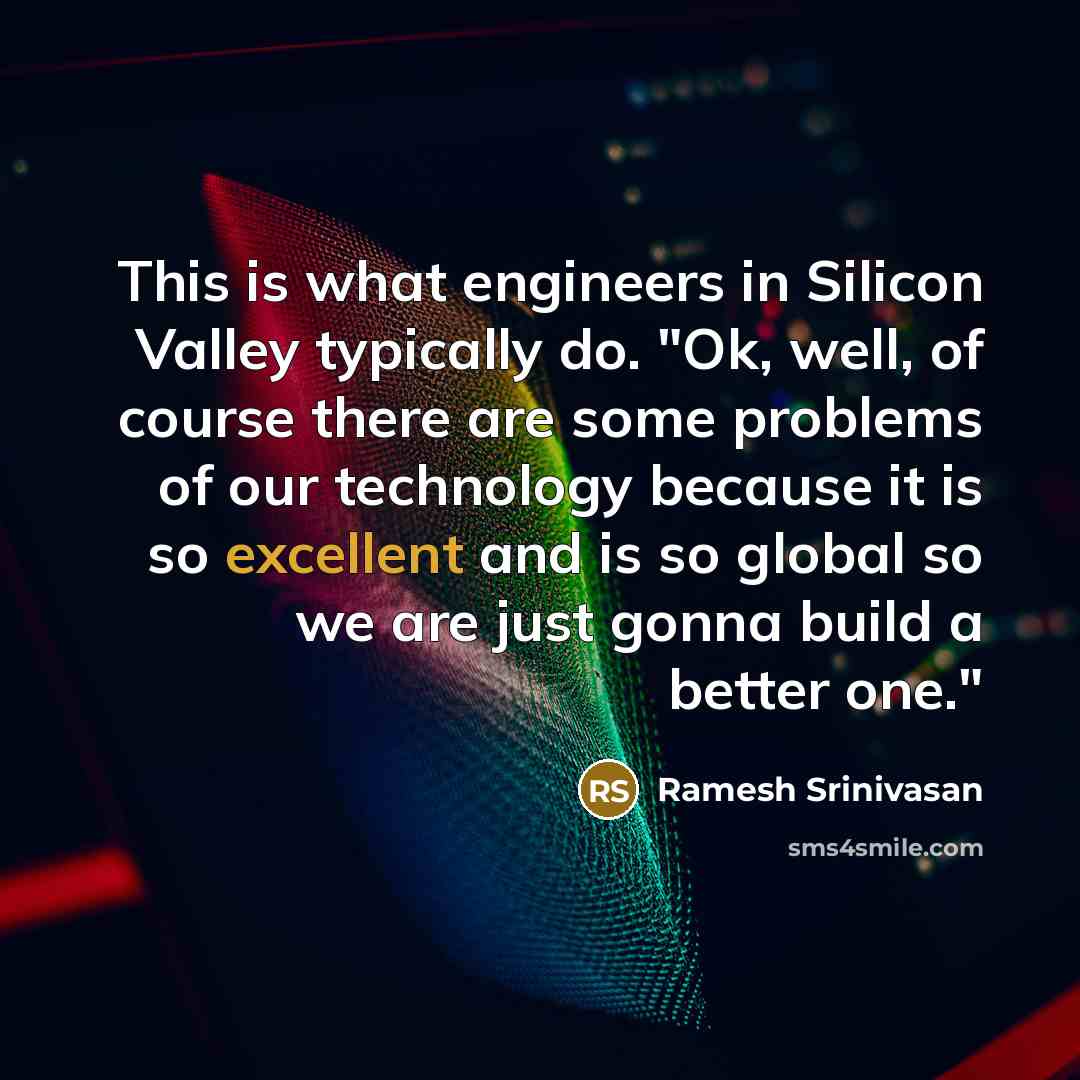 “This is what engineers in Silicon Valley typically do. "Ok, well, of course there are some problems of our technology because it is so excellent and is so global so we are just gonna build a better one."” quote by Ramesh Srinivasan