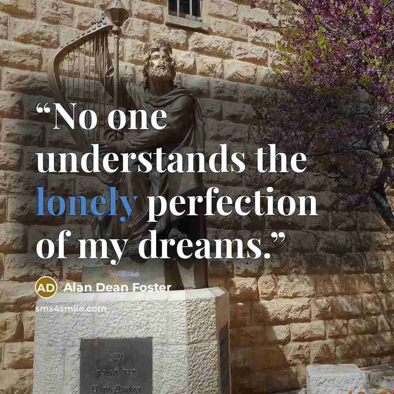 “No one understands the lonely perfection of my dreams.” quote by Alan Dean Foster