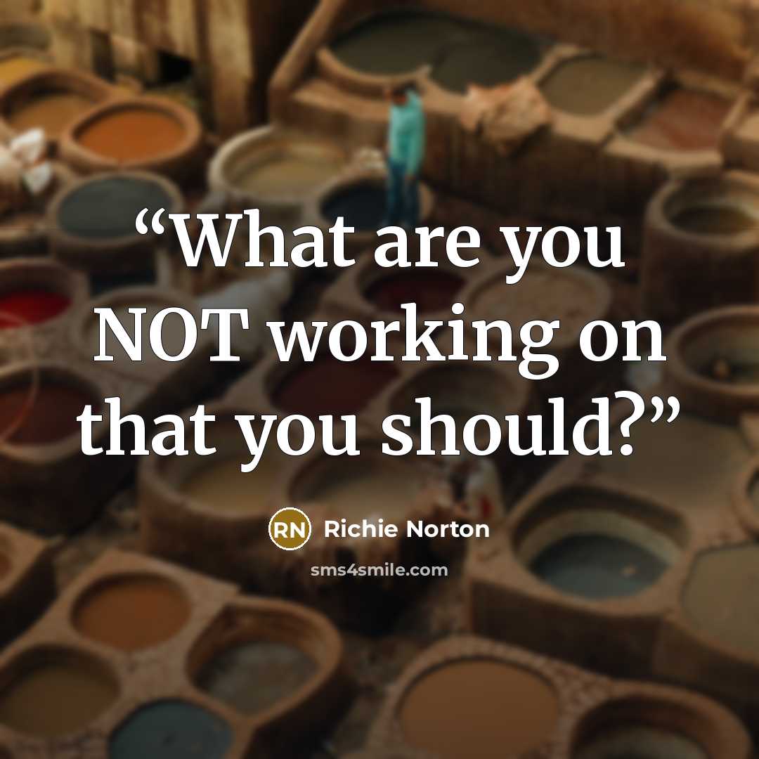 “What are you NOT working on that you should?” quote by Richie Norton
