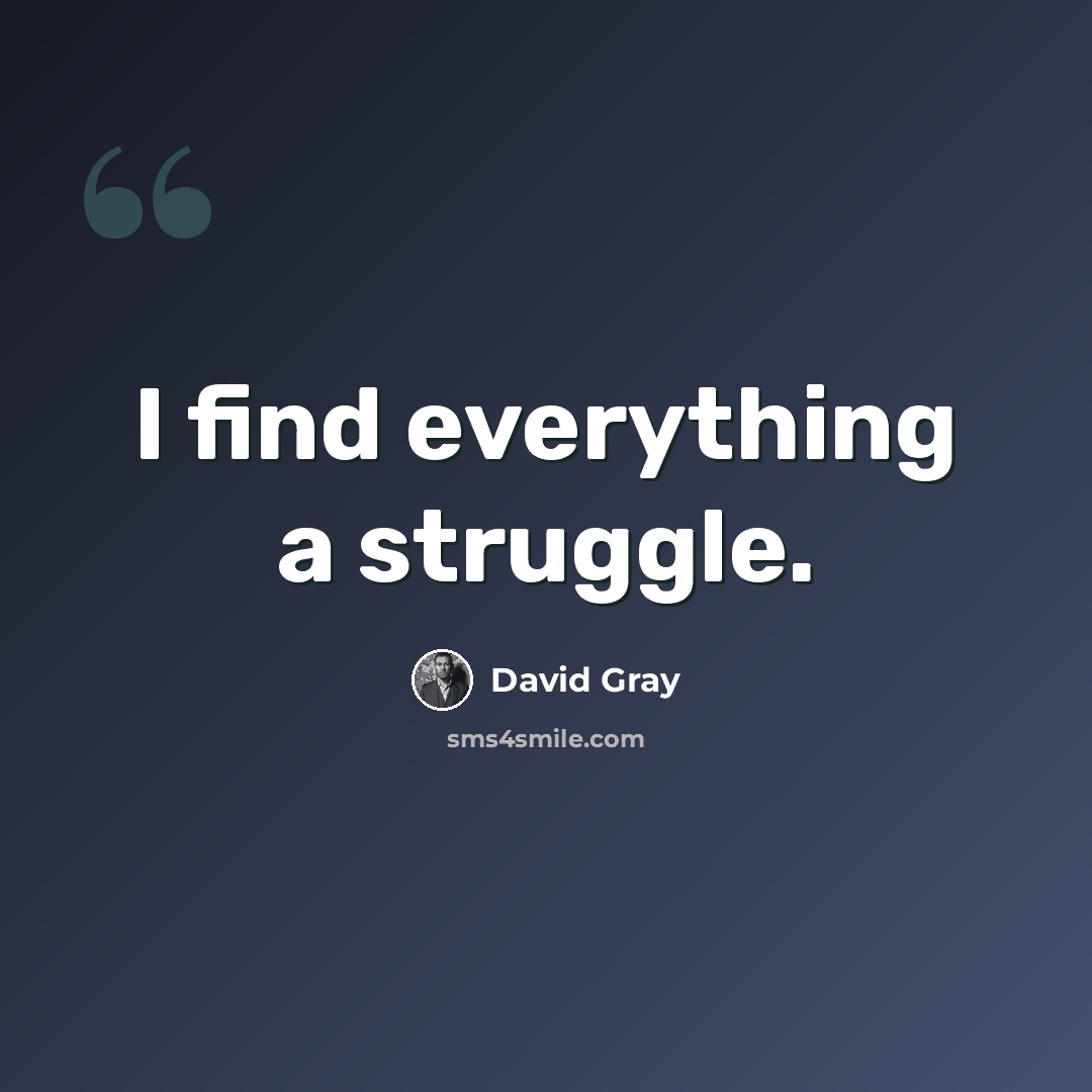 “I find everything a struggle.” quote by David Gray