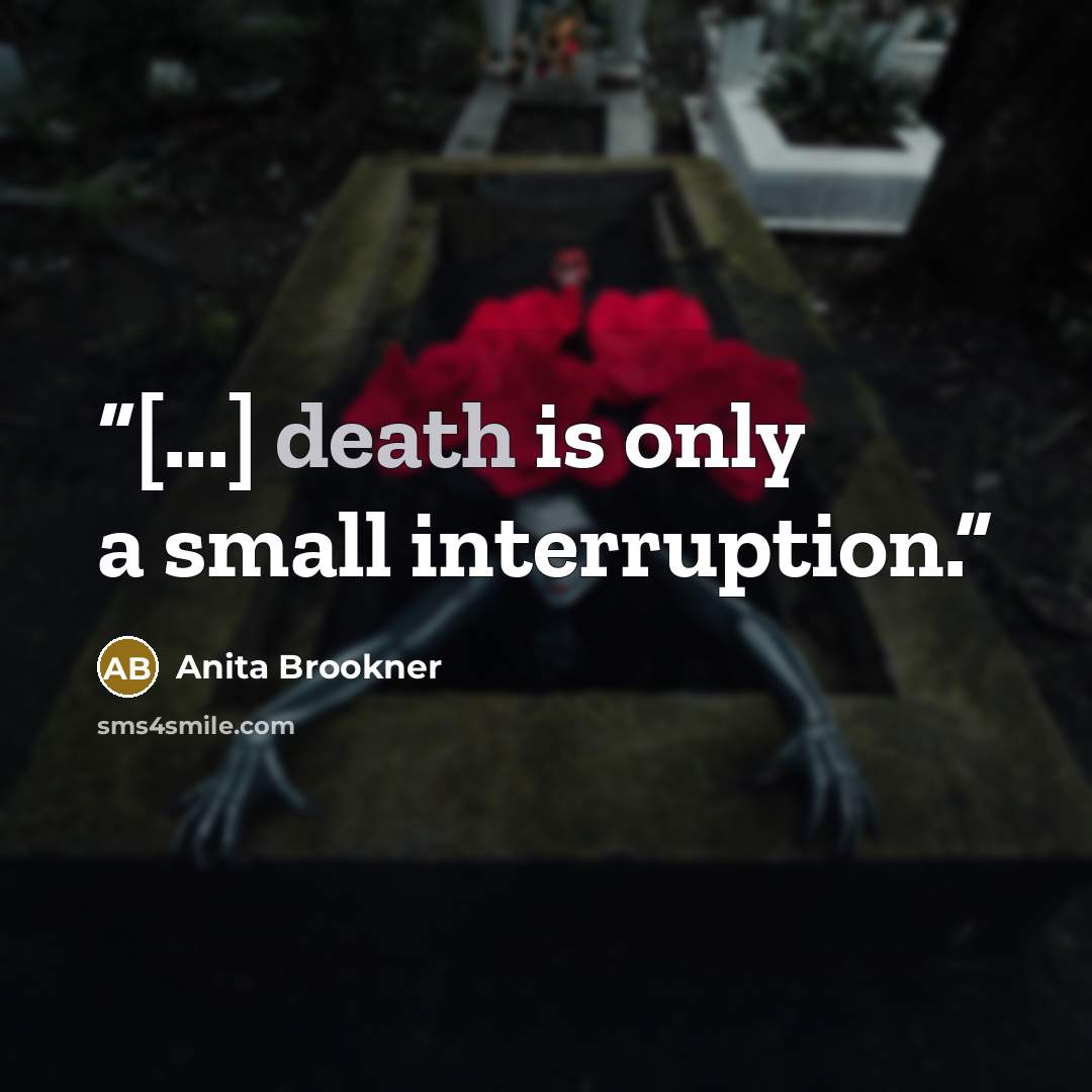 “[...] death is only a small interruption.” quote by Anita Brookner