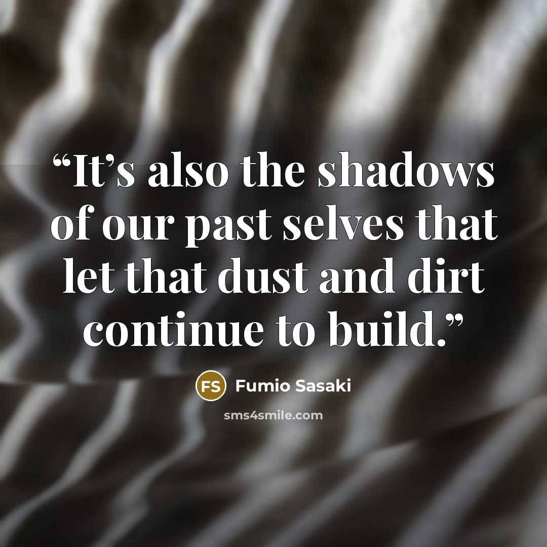 “It’s also the shadows of our past selves that let that dust and dirt continue to build.” quote by Fumio Sasaki