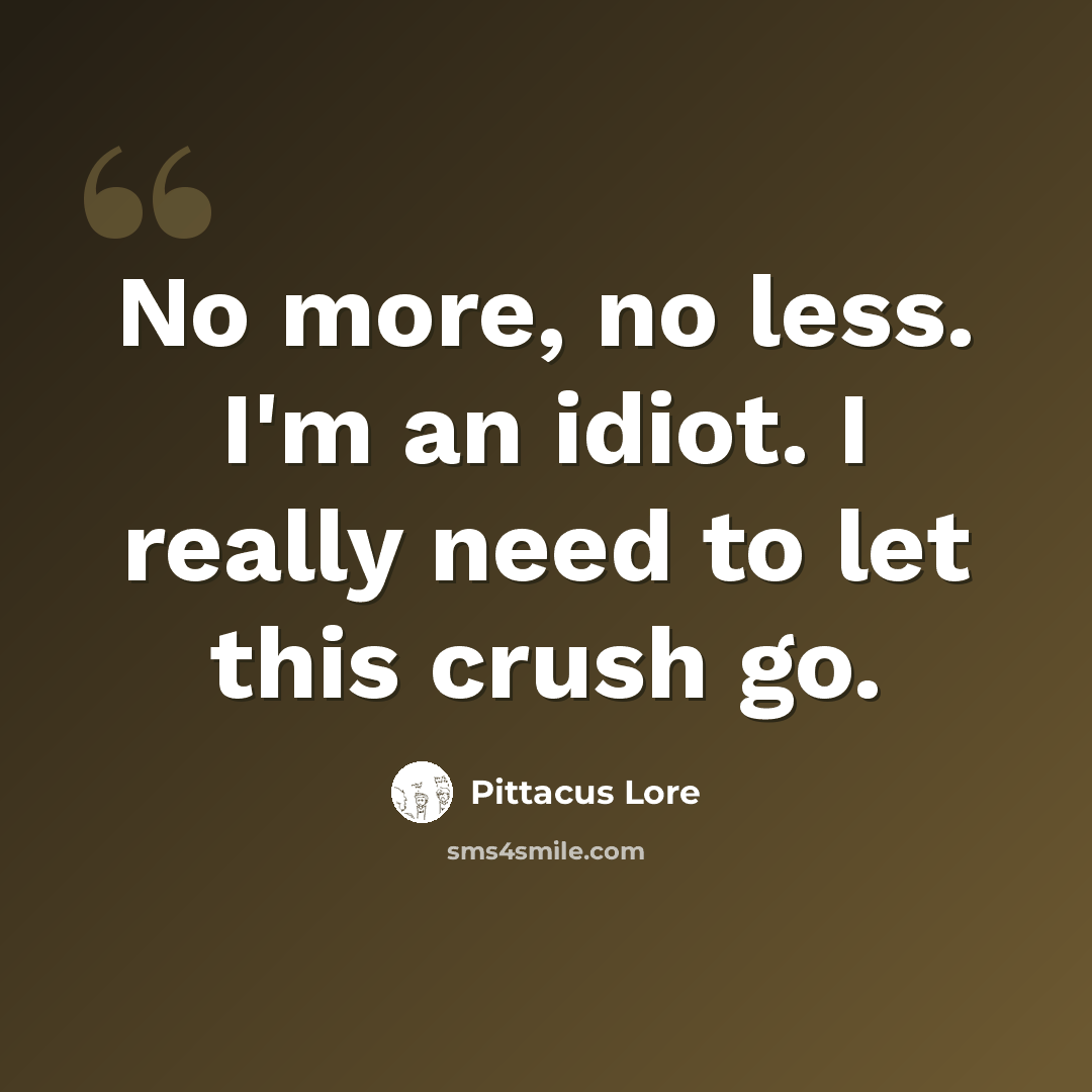 “No more, no less. I'm an idiot. I really need to let this crush go.” quote by Pittacus Lore