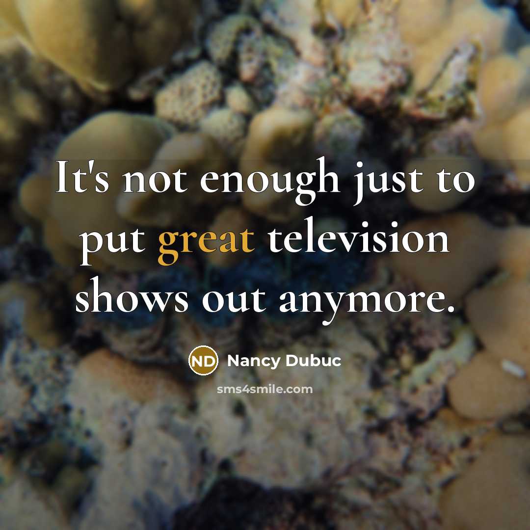 “It's not enough just to put great television shows out anymore.” quote by Nancy Dubuc