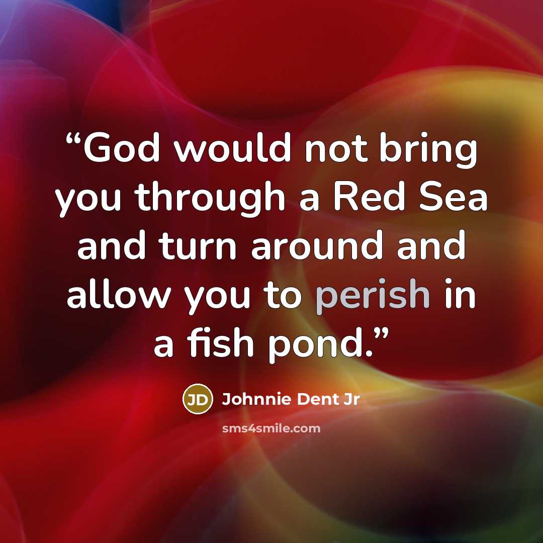 “God would not bring you through a Red Sea and turn around and allow you to perish in a fish pond.” quote by Johnnie Dent Jr