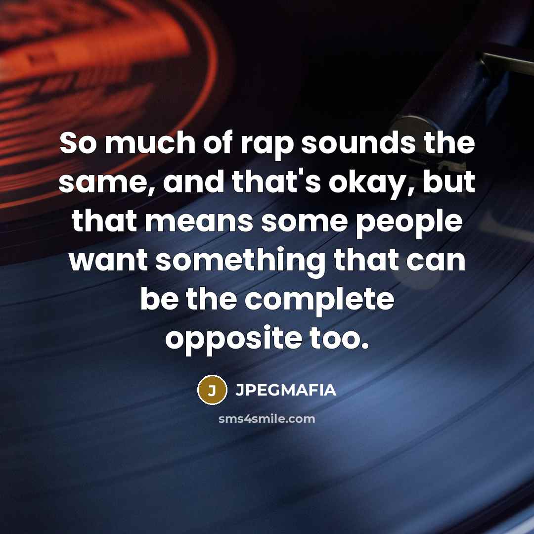 “So much of rap sounds the same, and that's okay, but that means some people want something that can be the complete opposite too.” quote by JPEGMAFIA