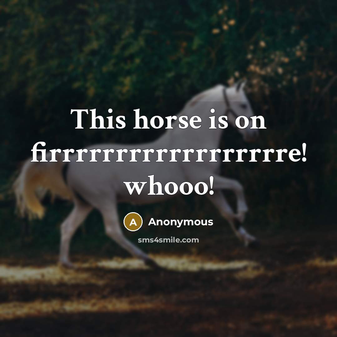 “This horse is on firrrrrrrrrrrrrrrrrre! whooo!” quote by Anonymous