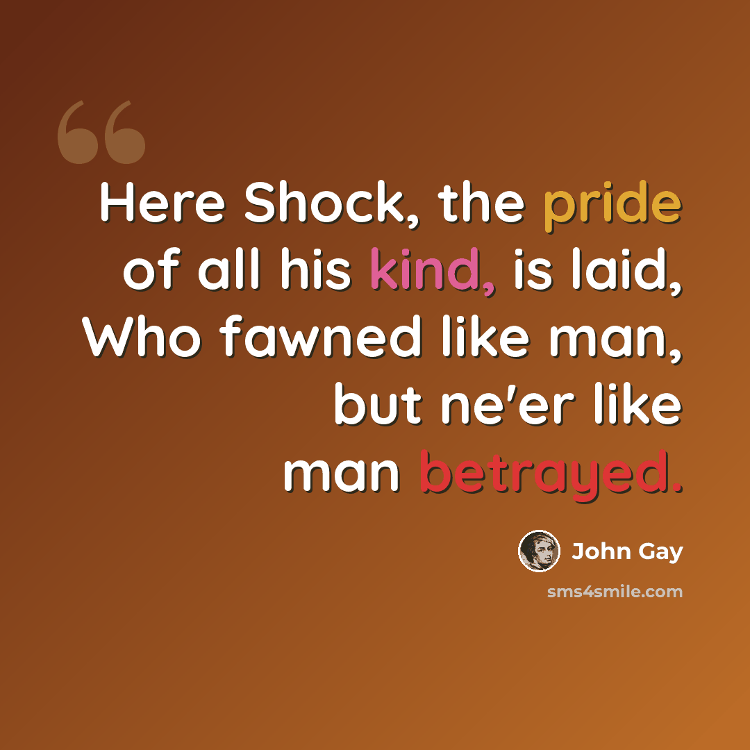 “Here Shock, the pride of all his kind, is laid, Who fawned like man, but ne'er like man betrayed.” quote by John Gay