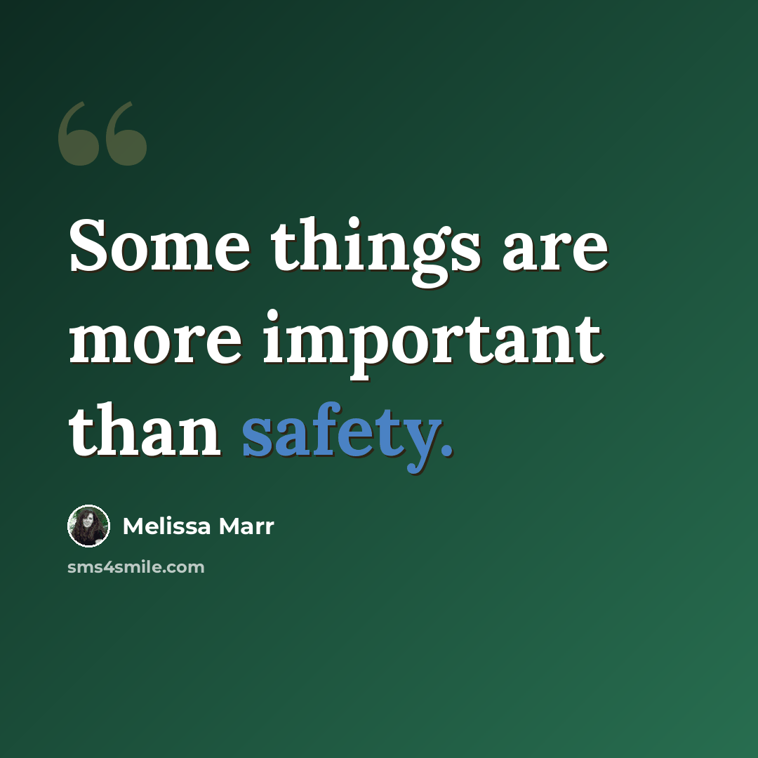 “Some things are more important than safety.” quote by Melissa Marr