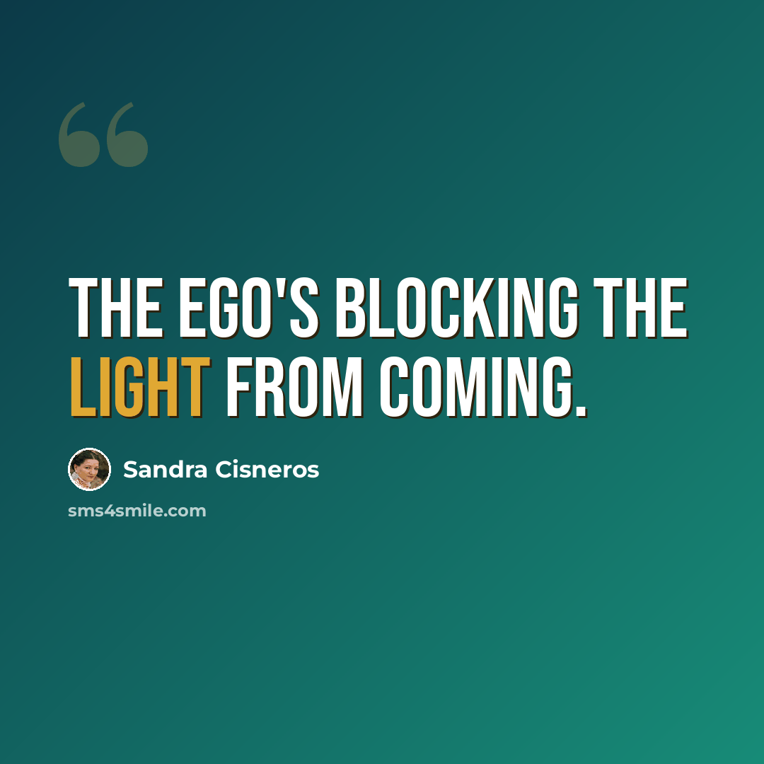 “The ego's blocking the light from coming.” quote by Sandra Cisneros