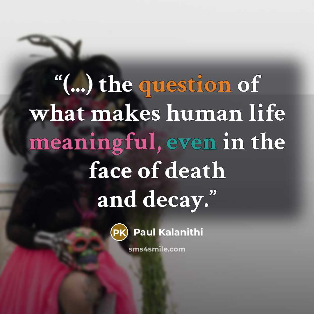“(...) the question of what makes human life meaningful, even in the face of death and decay.” quote by Paul Kalanithi