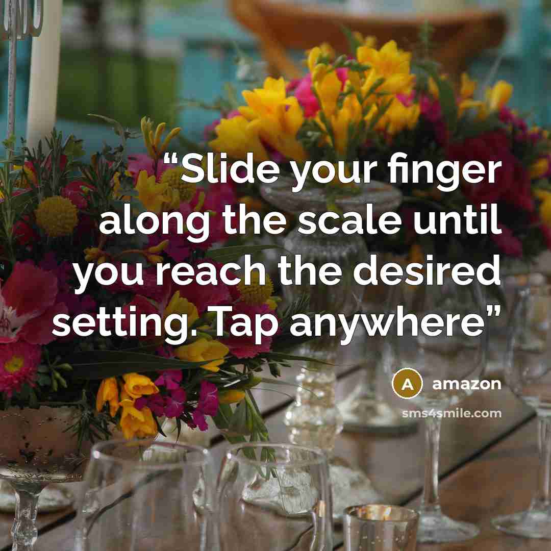 “Slide your finger along the scale until you reach the desired setting. Tap anywhere” quote by Amazon