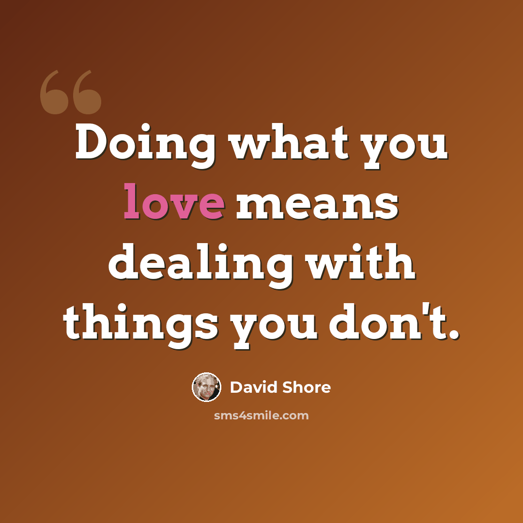“Doing what you love means dealing with things you don't.” quote by David Shore