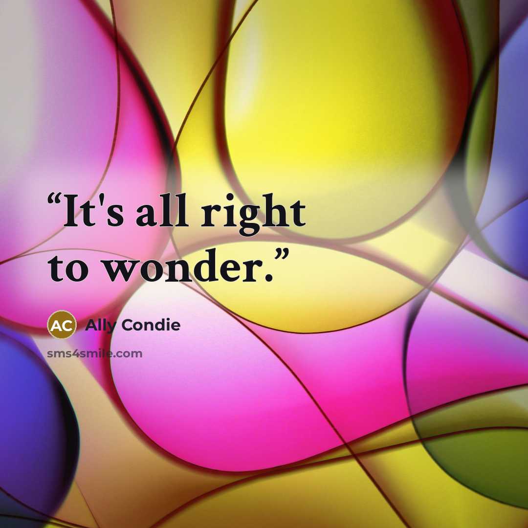 “It's all right to wonder.” quote by Ally Condie