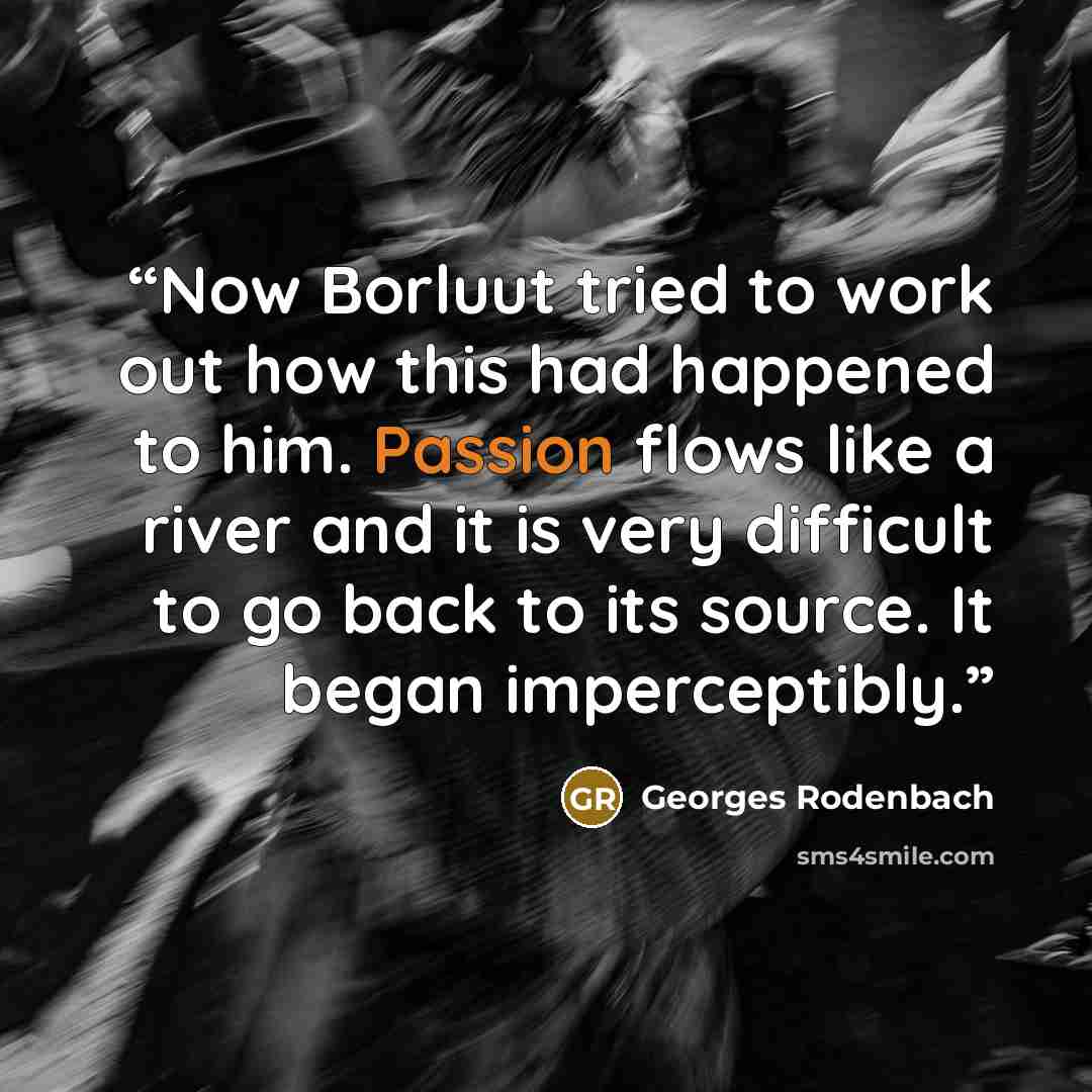 “Now Borluut tried to work out how this had happened to him. Passion flows like a river and it is very difficult to go back to its source. It began imperceptibly.” quote by Georges Rodenbach