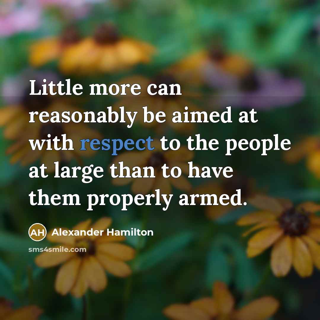 “Little more can reasonably be aimed at with respect to the people at large than to have them properly armed.” quote by Alexander Hamilton