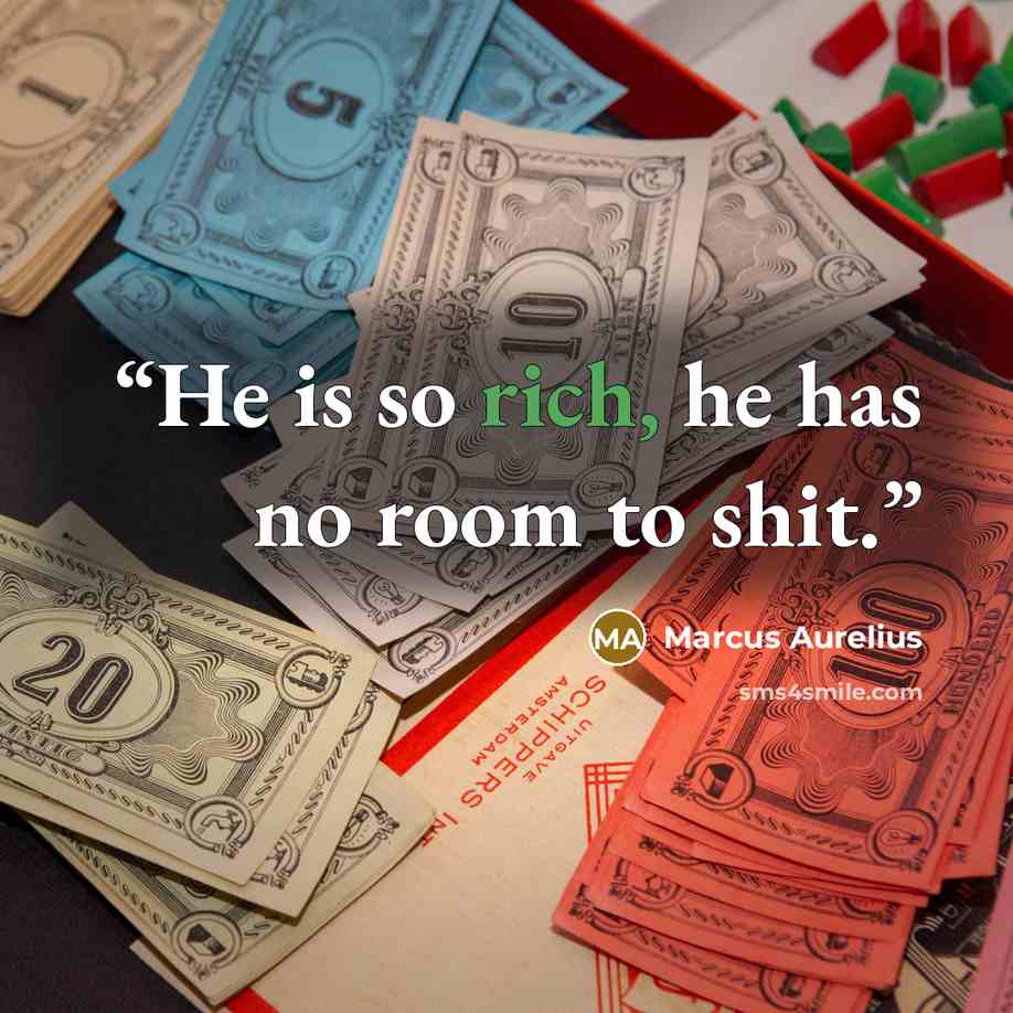 “He is so rich, he has no room to shit.” quote by Marcus Aurelius