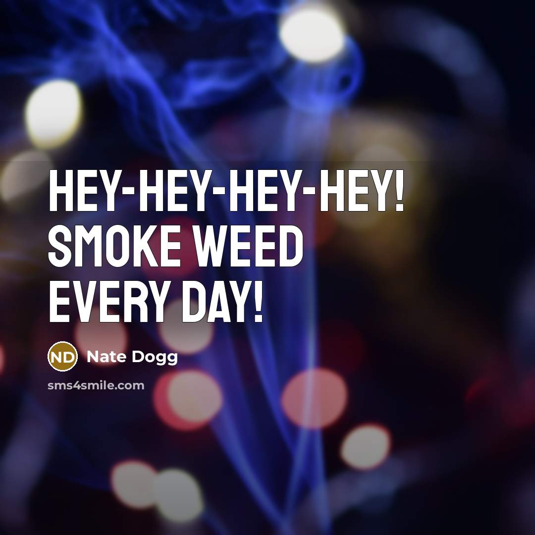 “Hey-hey-hey-hey! Smoke weed every day!” quote by Nate Dogg