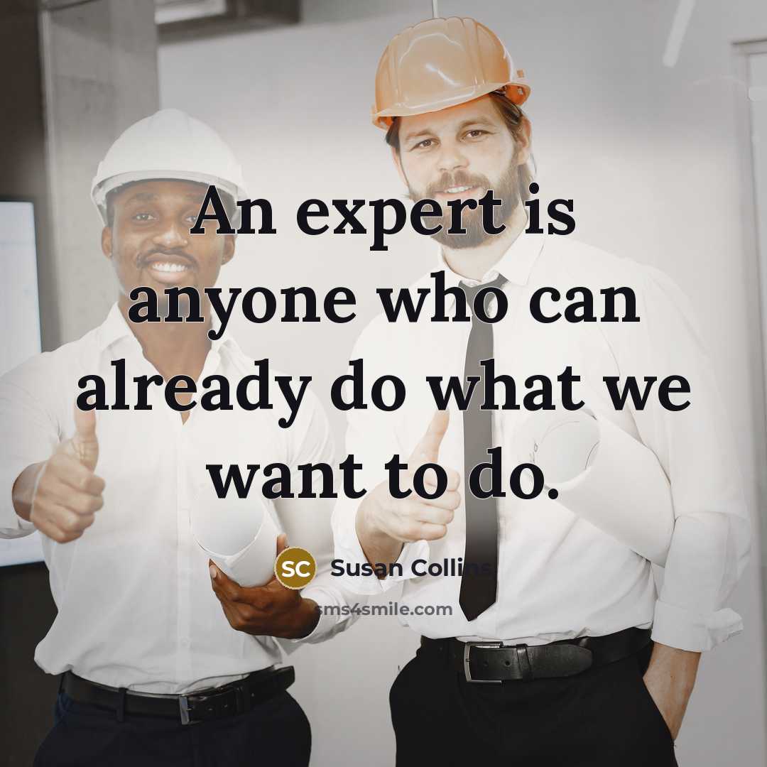 “An expert is anyone who can already do what we want to do.” quote by Susan Collins