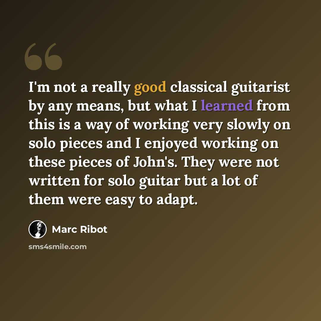 “I'm not a really good classical guitarist by any means, but what I learned from this is a way of working very slowly on solo pieces and I enjoyed working on these pieces of John's. They were not written for solo guitar but a lot of them were easy to adapt.” quote by Marc Ribot