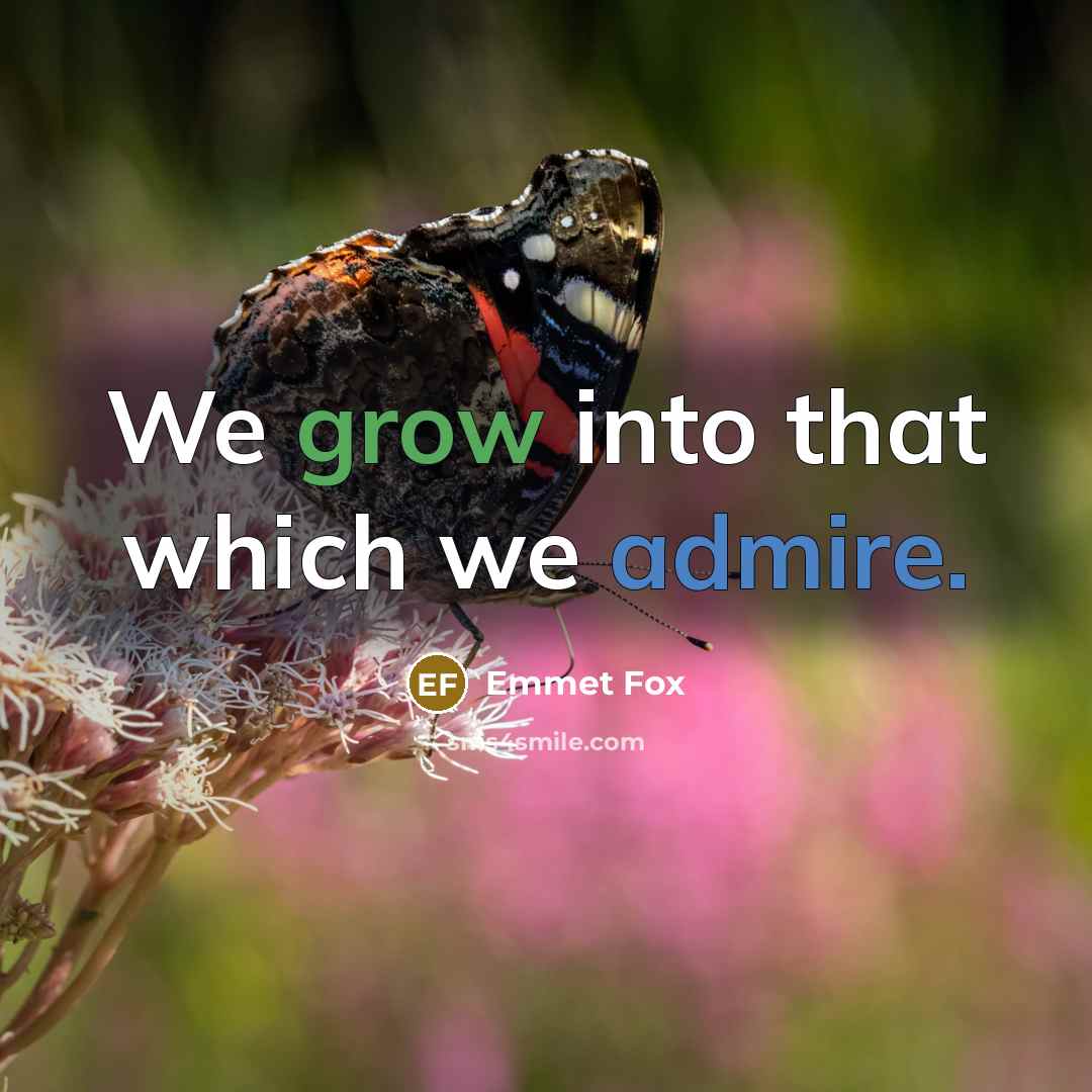 “We grow into that which we admire.” quote by Emmet Fox
