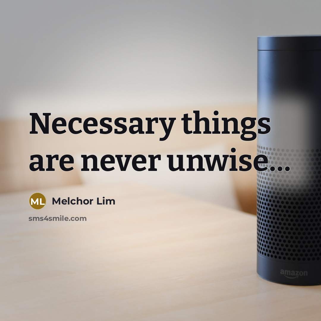 “Necessary things are never unwise…” quote by Melchor Lim