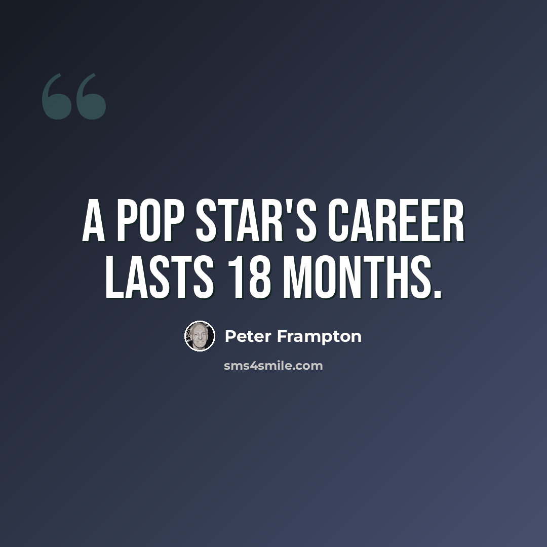 “A pop star's career lasts 18 months.” quote by Peter Frampton