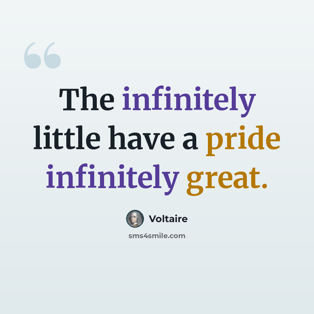“The infinitely little have a pride infinitely great.” quote by Voltaire