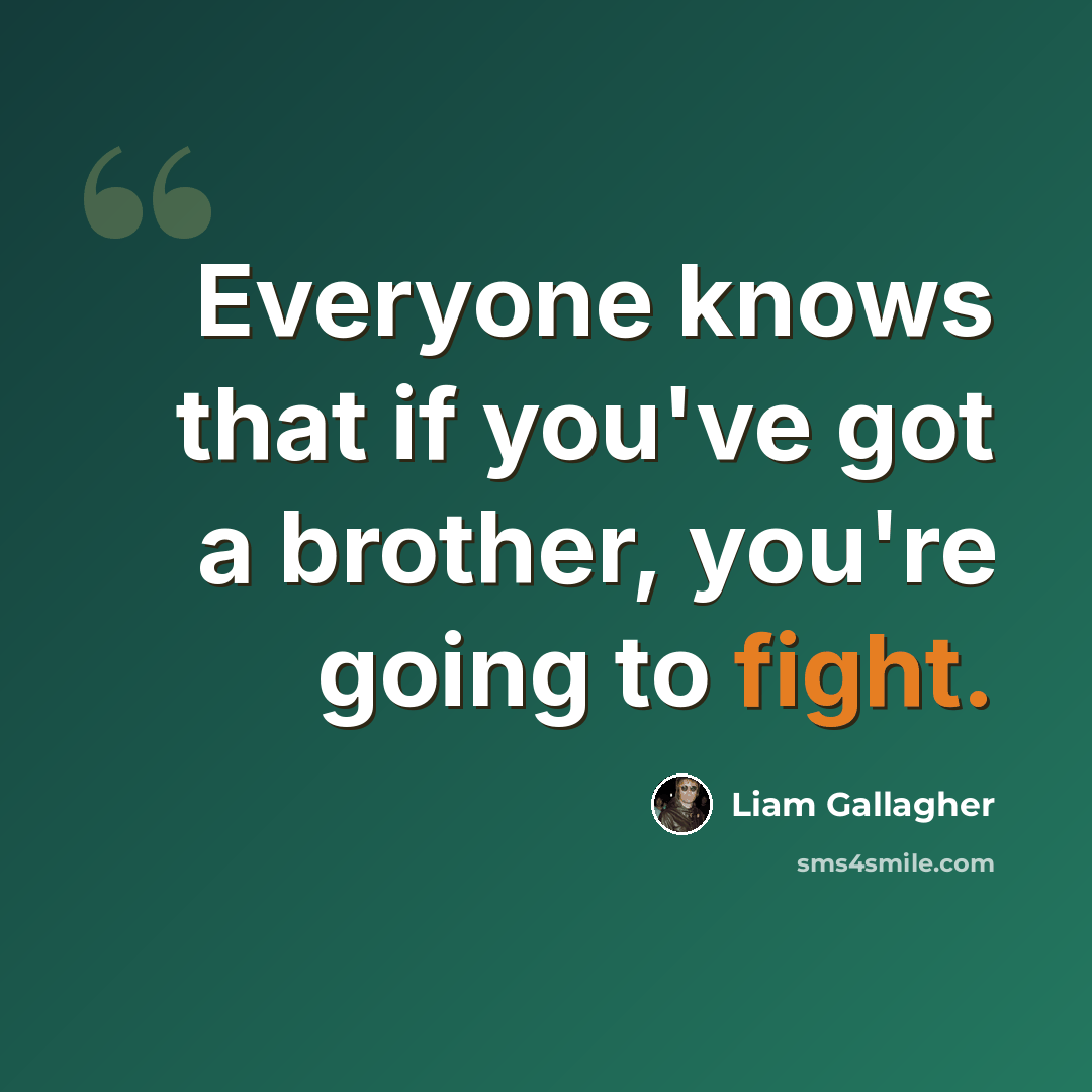 “Everyone knows that if you've got a brother, you're going to fight.” quote by Liam Gallagher
