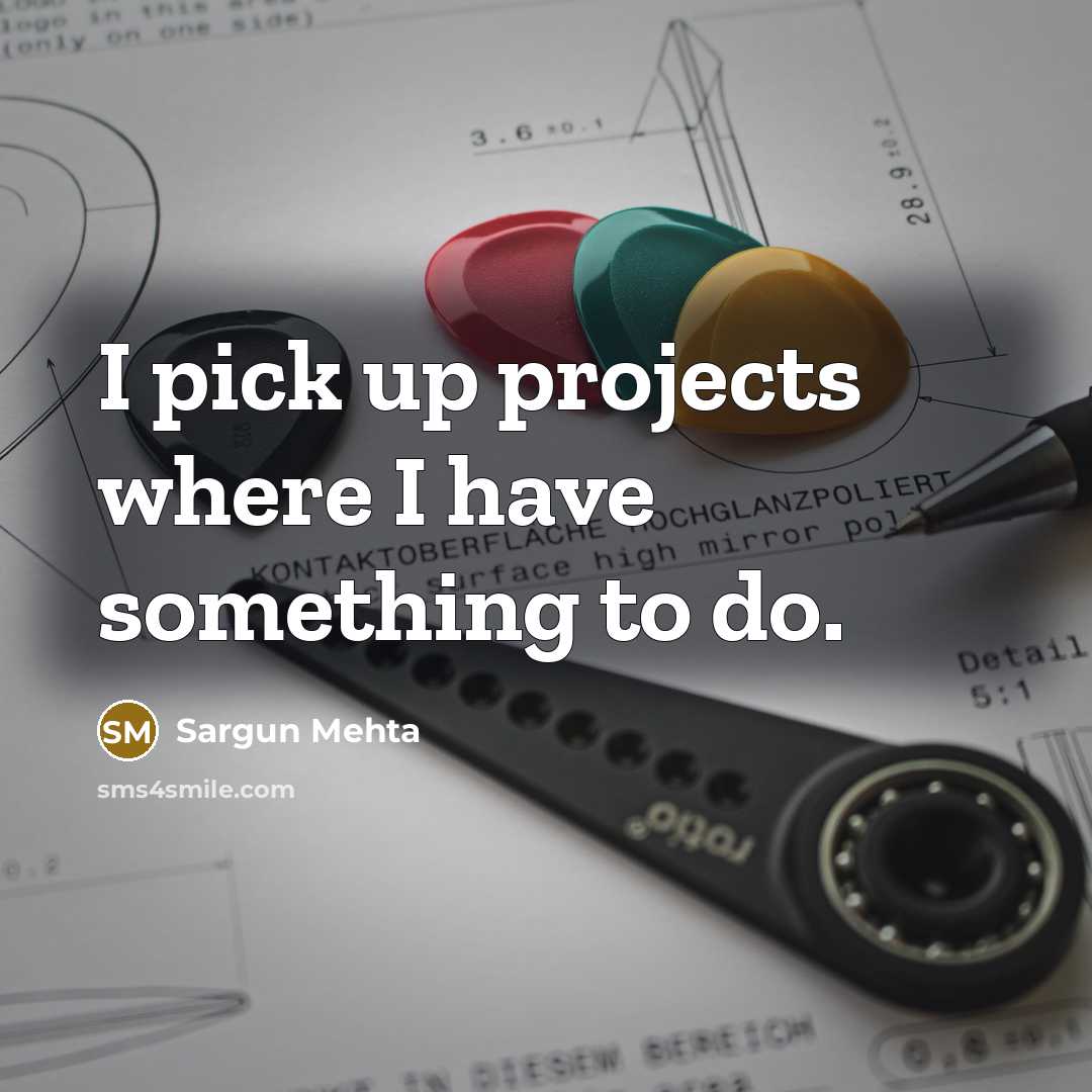 “I pick up projects where I have something to do.” quote by Sargun Mehta