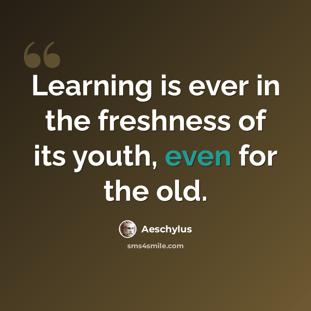 “Learning is ever in the freshness of its youth, even for the old.” quote by Aeschylus