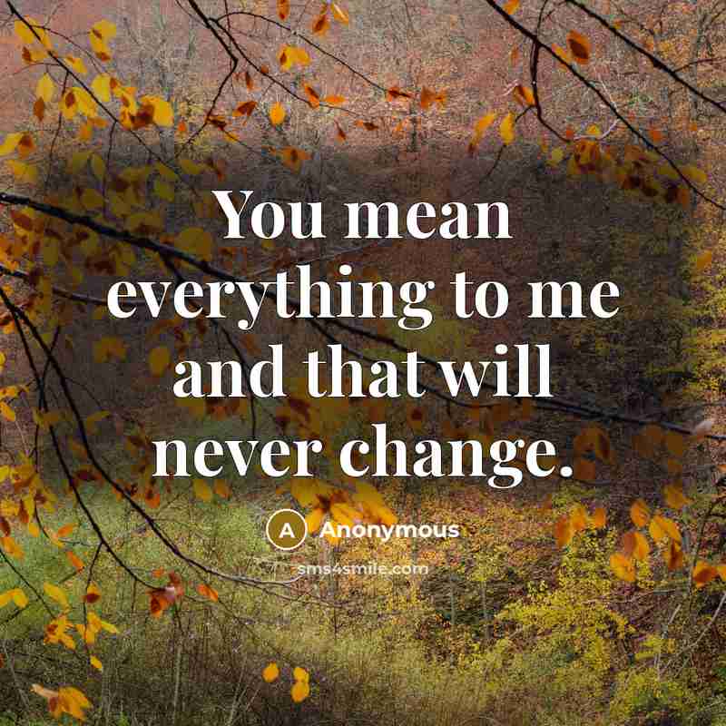 “You mean everything to me and that will never change.” quote by Anonymous