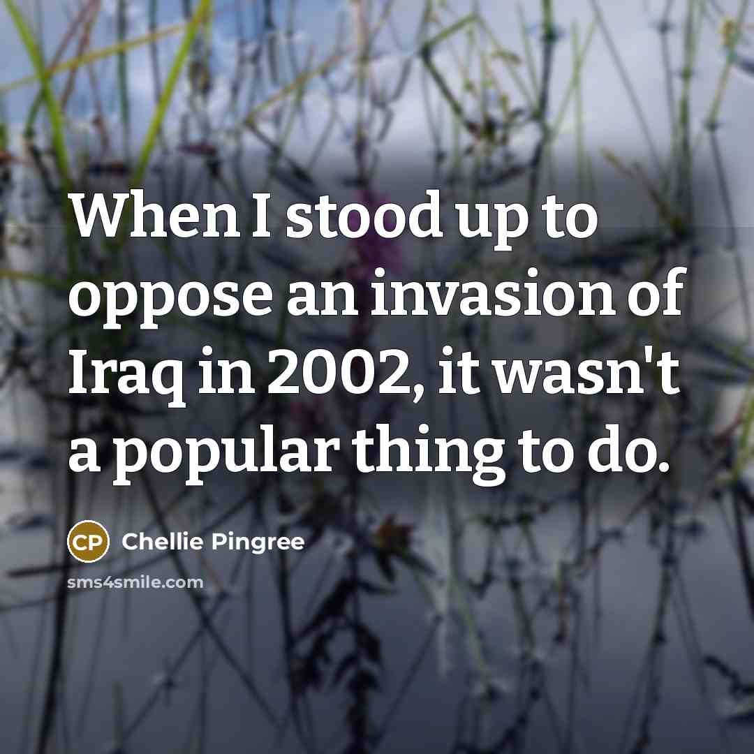 “When I stood up to oppose an invasion of Iraq in 2002, it wasn't a popular thing to do.” quote by Chellie Pingree