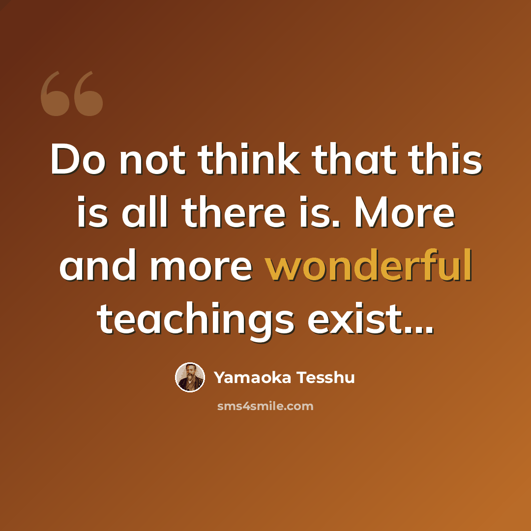 “Do not think that this is all there is. More and more wonderful teachings exist...” quote by Yamaoka Tesshu