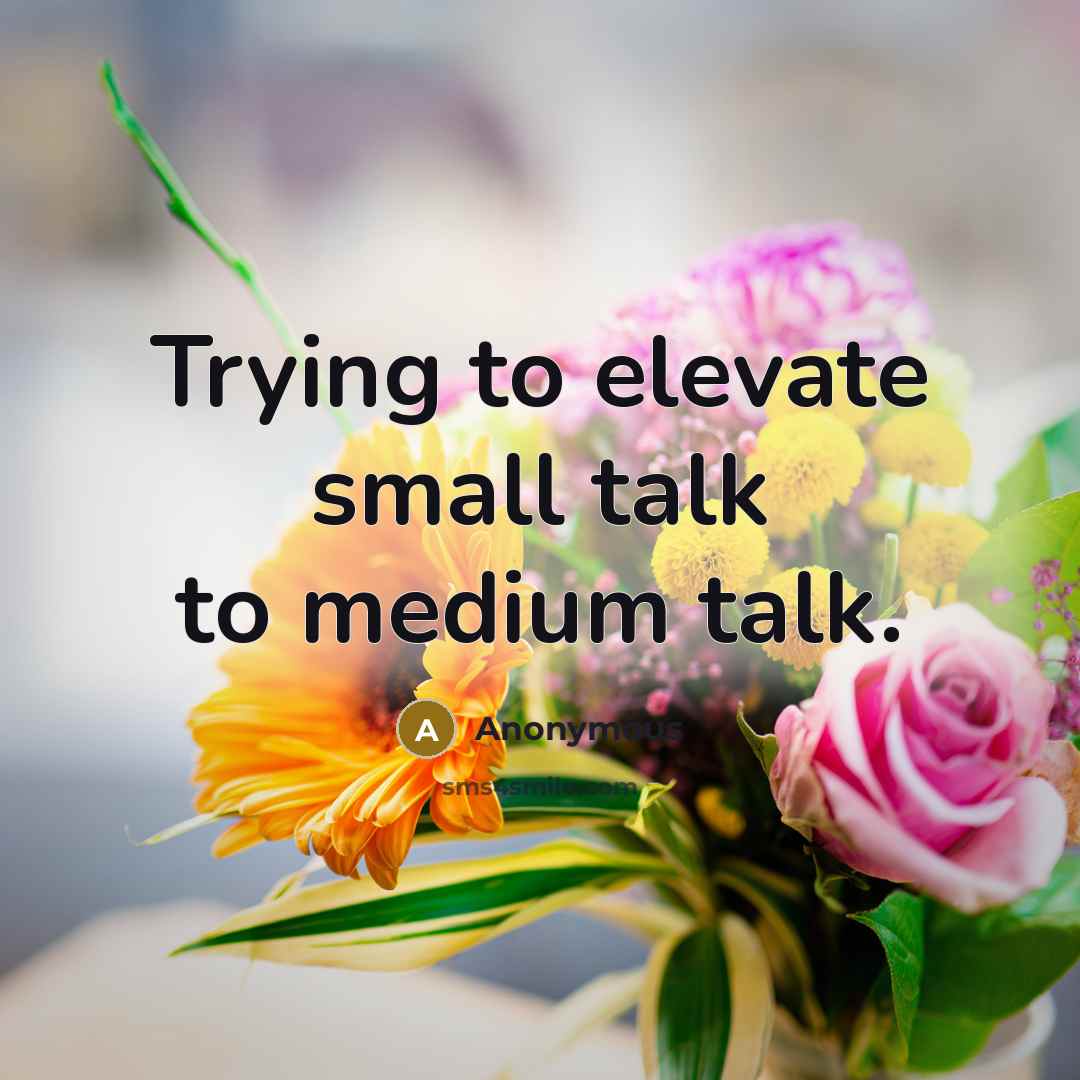 “Trying to elevate small talk to medium talk.” quote by Anonymous