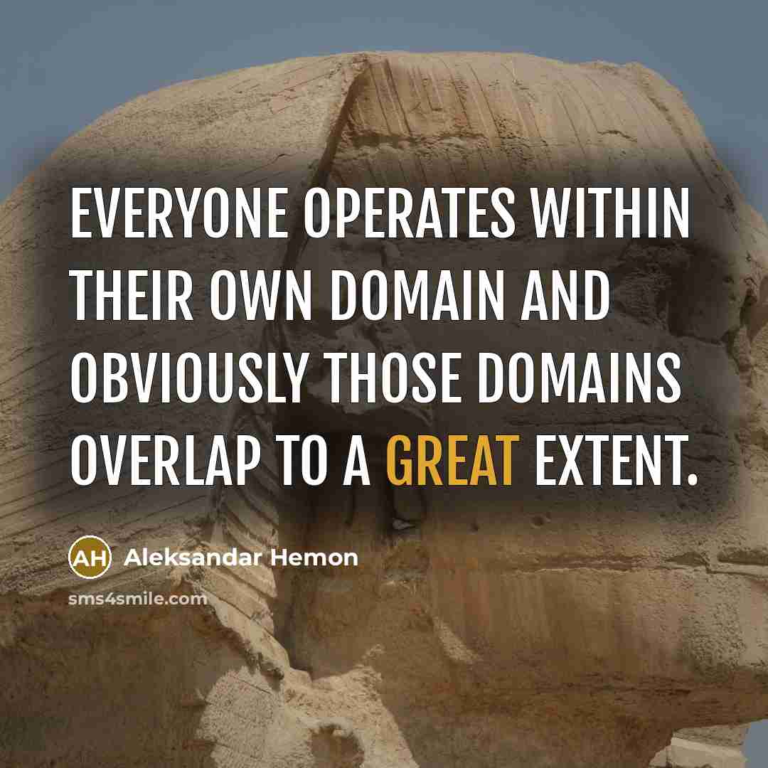 “Everyone operates within their own domain and obviously those domains overlap to a great extent.” quote by Aleksandar Hemon