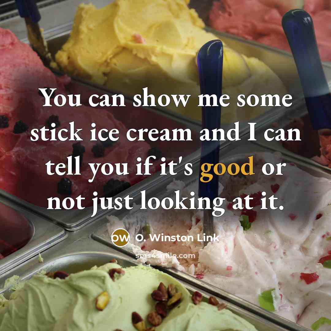 “You can show me some stick ice cream and I can tell you if it's good or not just looking at it.” quote by O. Winston Link