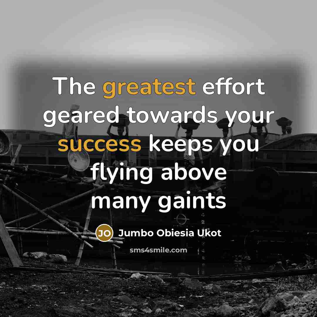 “The greatest effort geared towards your success keeps you flying above many gaints” quote by Jumbo Obiesia Ukot