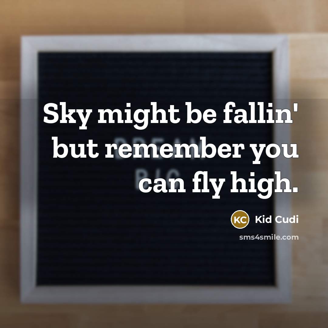 “Sky might be fallin' but remember you can fly high.” quote by Kid Cudi