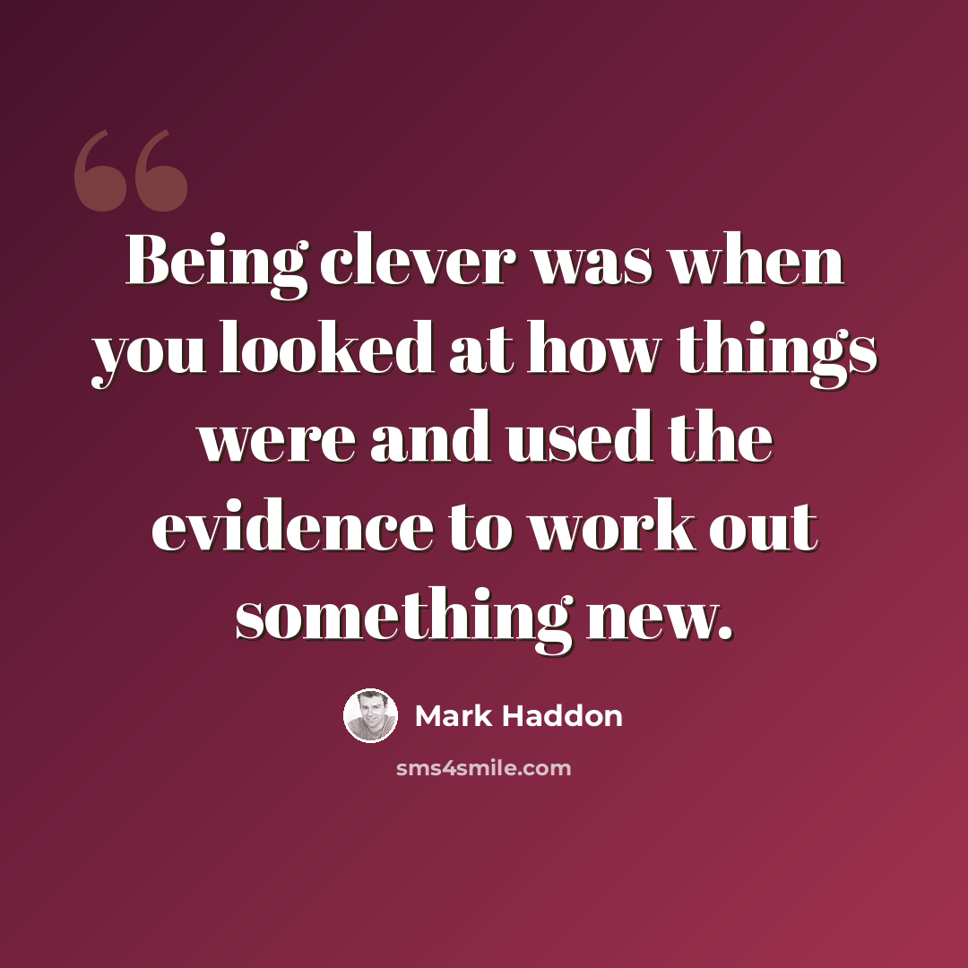 “Being clever was when you looked at how things were and used the evidence to work out something new.” quote by Mark Haddon