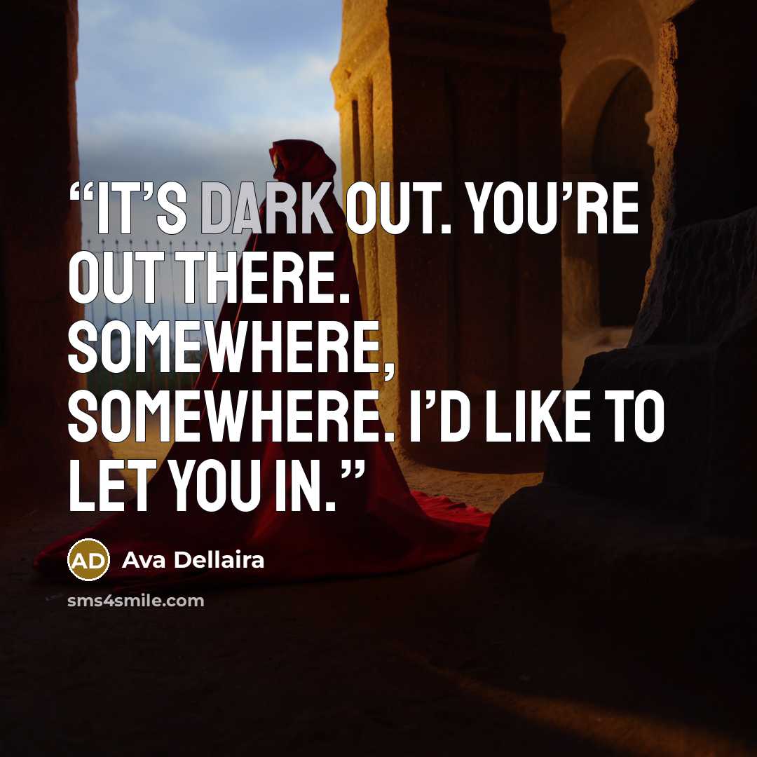 “It’s dark out. You’re out there. Somewhere, somewhere. I’d like to let you in.” quote by Ava Dellaira